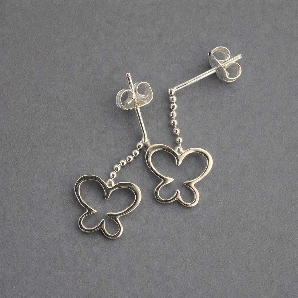 Vintage Sterling Butterfly Drop Earrings - Picture 5 of 10